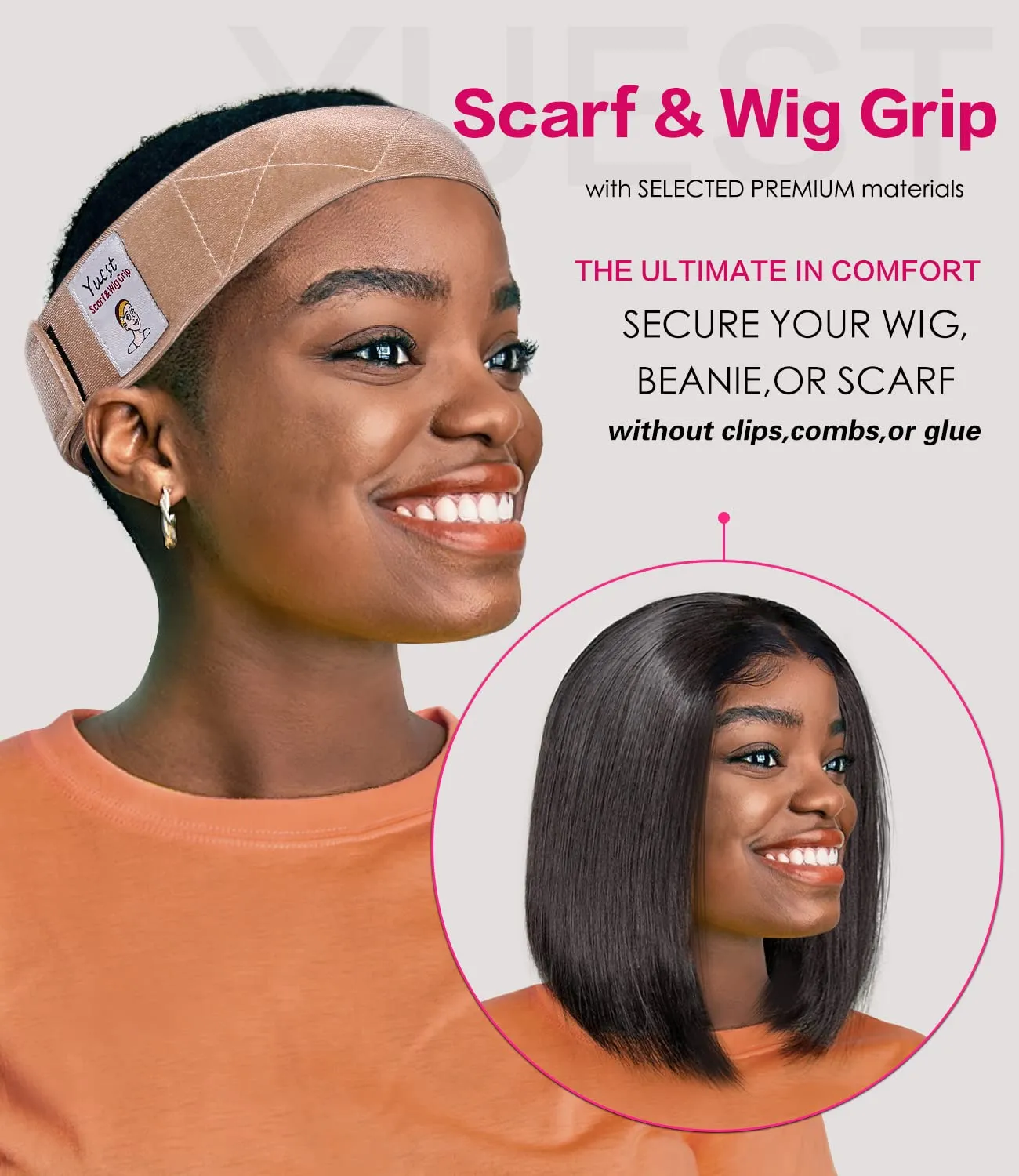 2 Pack Wig Grip Band - Velvet Wig Grips Adjustable Headband Stay Put No Slip Edge Saver