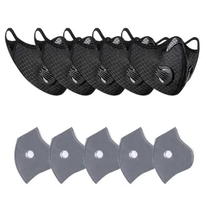 5 Ct Pack - High Quality Reusable Face Mask (Black Color Only) with Activated Carbon Filter