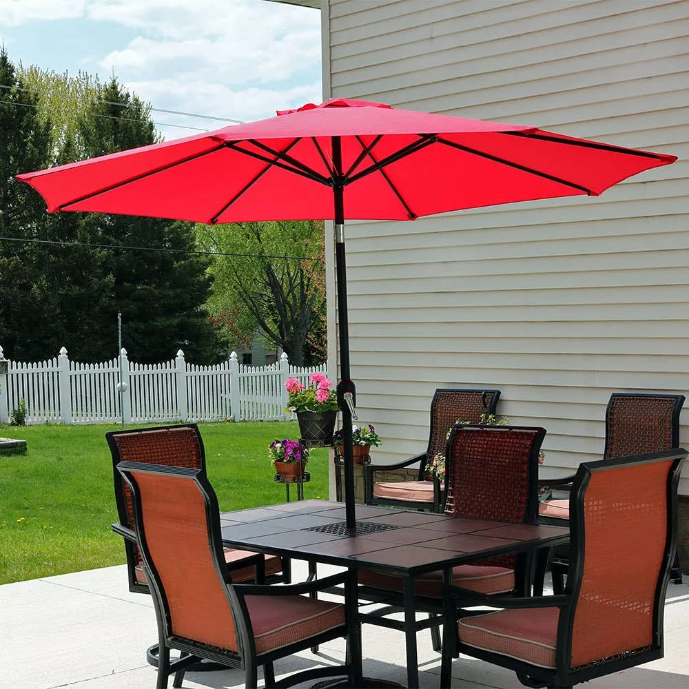 9 ft Aluminum Patio Umbrella with Tilt and Crank - Red