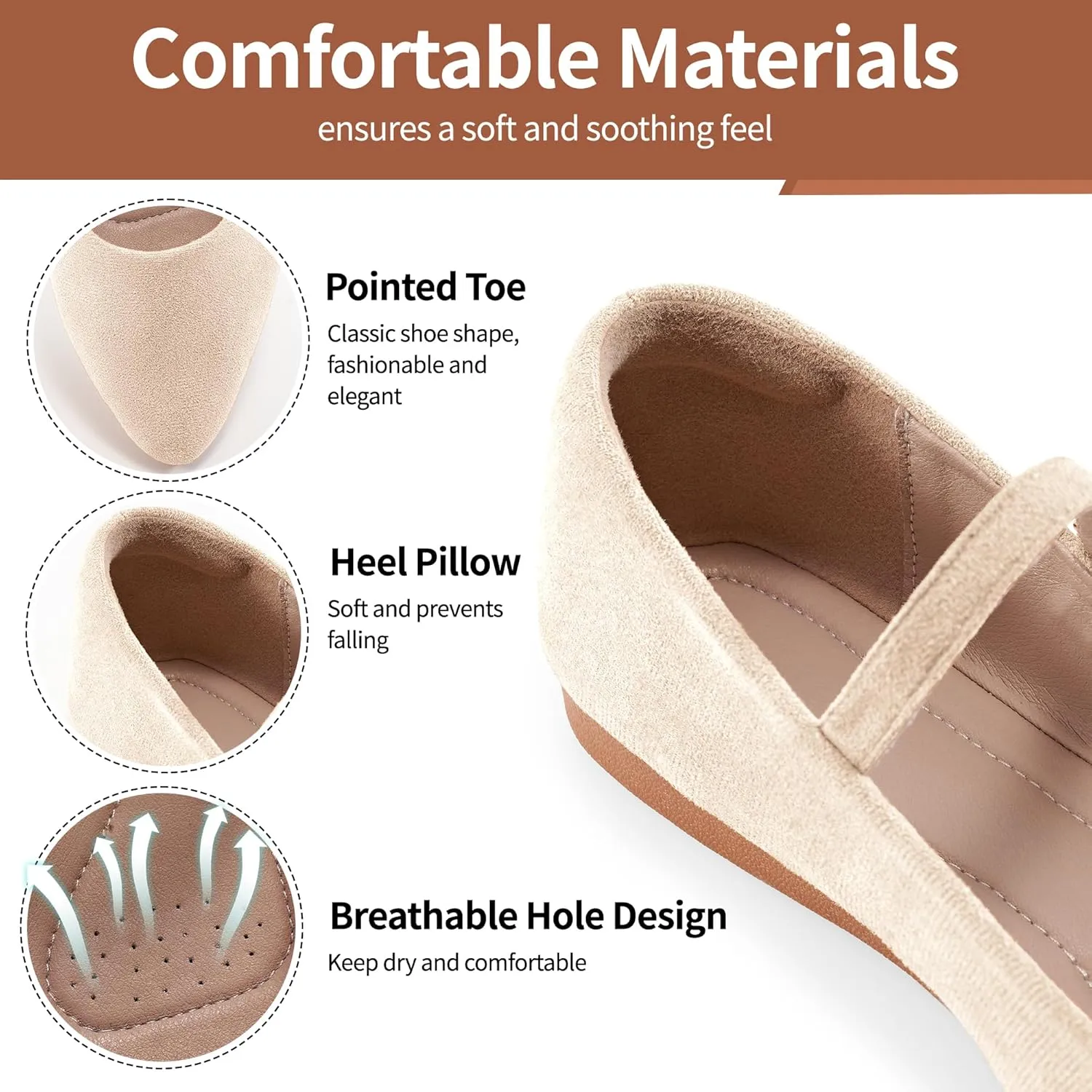 Aomigoct Ballet Flats Shoes for Women: Dressy Comfortable Wedding Flat for 2025 - Ladies Dress Casual Walking Shoe