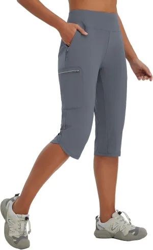 baleaf Women's 17'' Capri Pants Lighweight Cargo Capris Quick Dry Zipper Pockets Hiking Biking Casual Outdoor