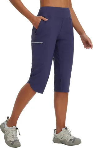 baleaf Women's 17'' Capri Pants Lighweight Cargo Capris Quick Dry Zipper Pockets Hiking Biking Casual Outdoor
