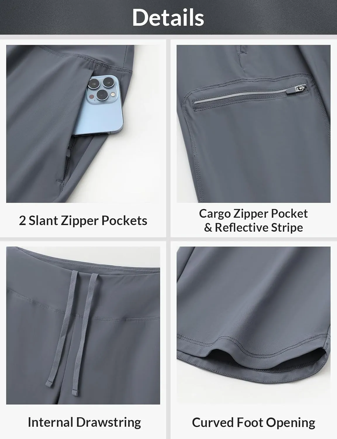 baleaf Women's 17'' Capri Pants Lighweight Cargo Capris Quick Dry Zipper Pockets Hiking Biking Casual Outdoor