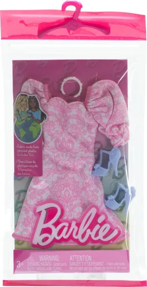 Barbie - Pink Puff Sleeve Dress, Necklace, and Bow Heels Outfit