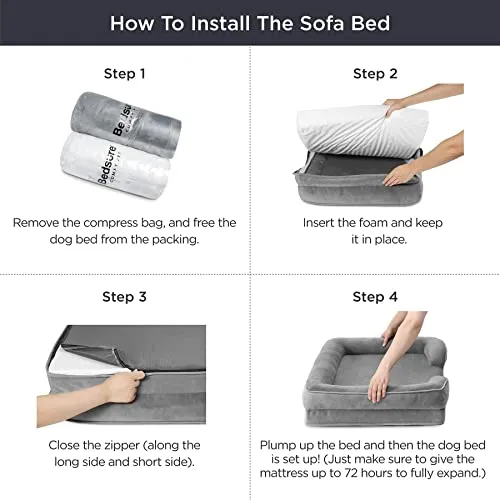 Bedsure Large Orthopedic Bed for Large Dogs - Big Waterproof Foam Sofa with Removable Washable Cover, Waterproof Lining and Nonskid Bottom Couch, Pet Bed