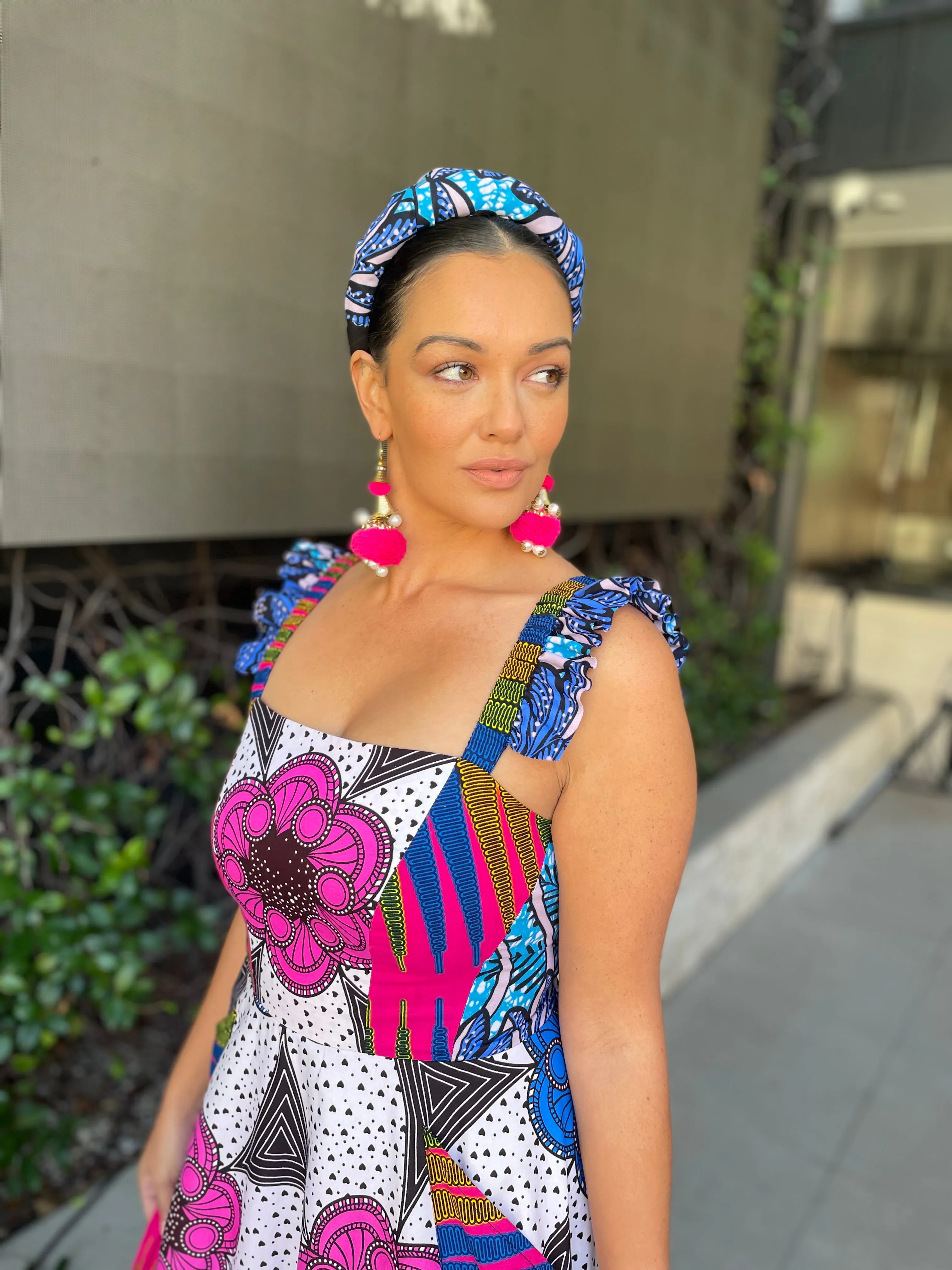 Dorothy Dress in Blue & Pink Ankara Fabric - Custom design by SFH
