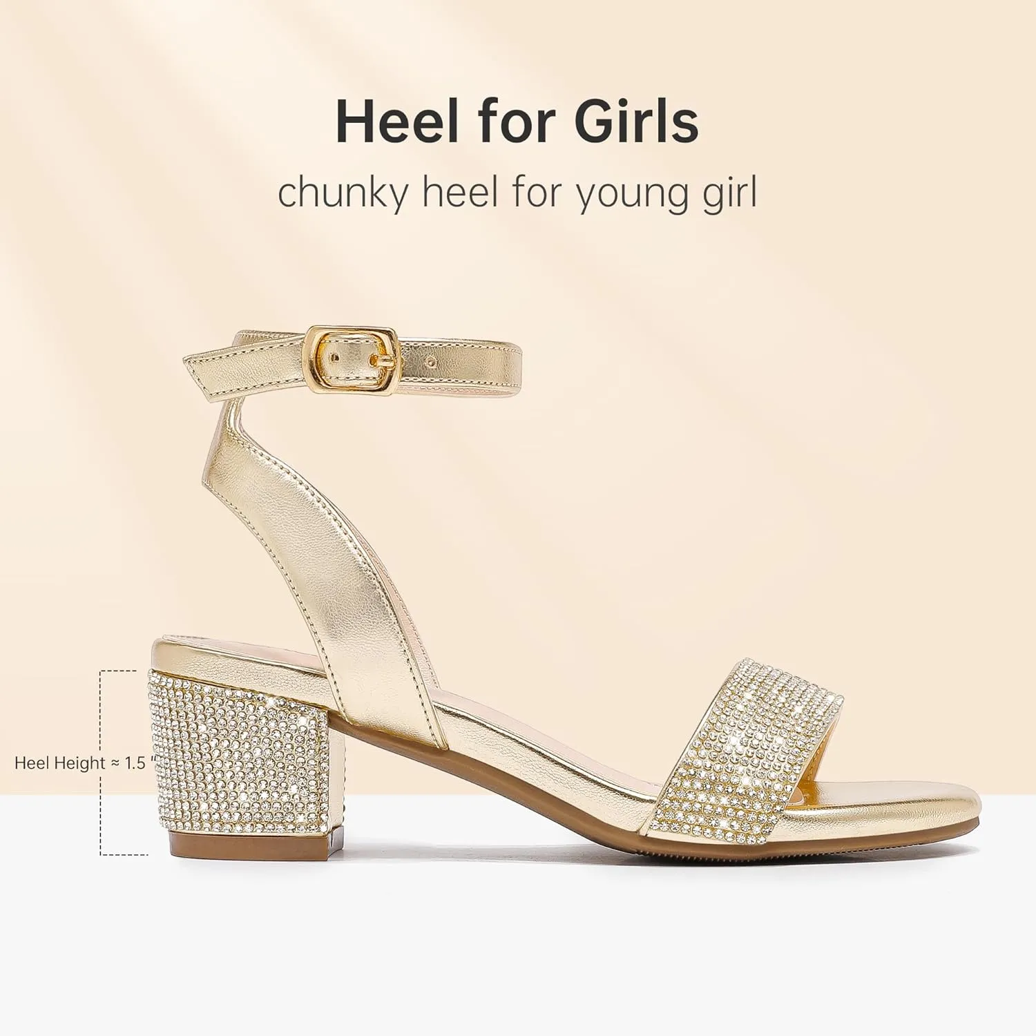 High Heels for Kids Open Toe Dress Shoes for Girls Ankle Strap Pump Shoes Flower Girl Sandals Wedding Party for Little Big Kids