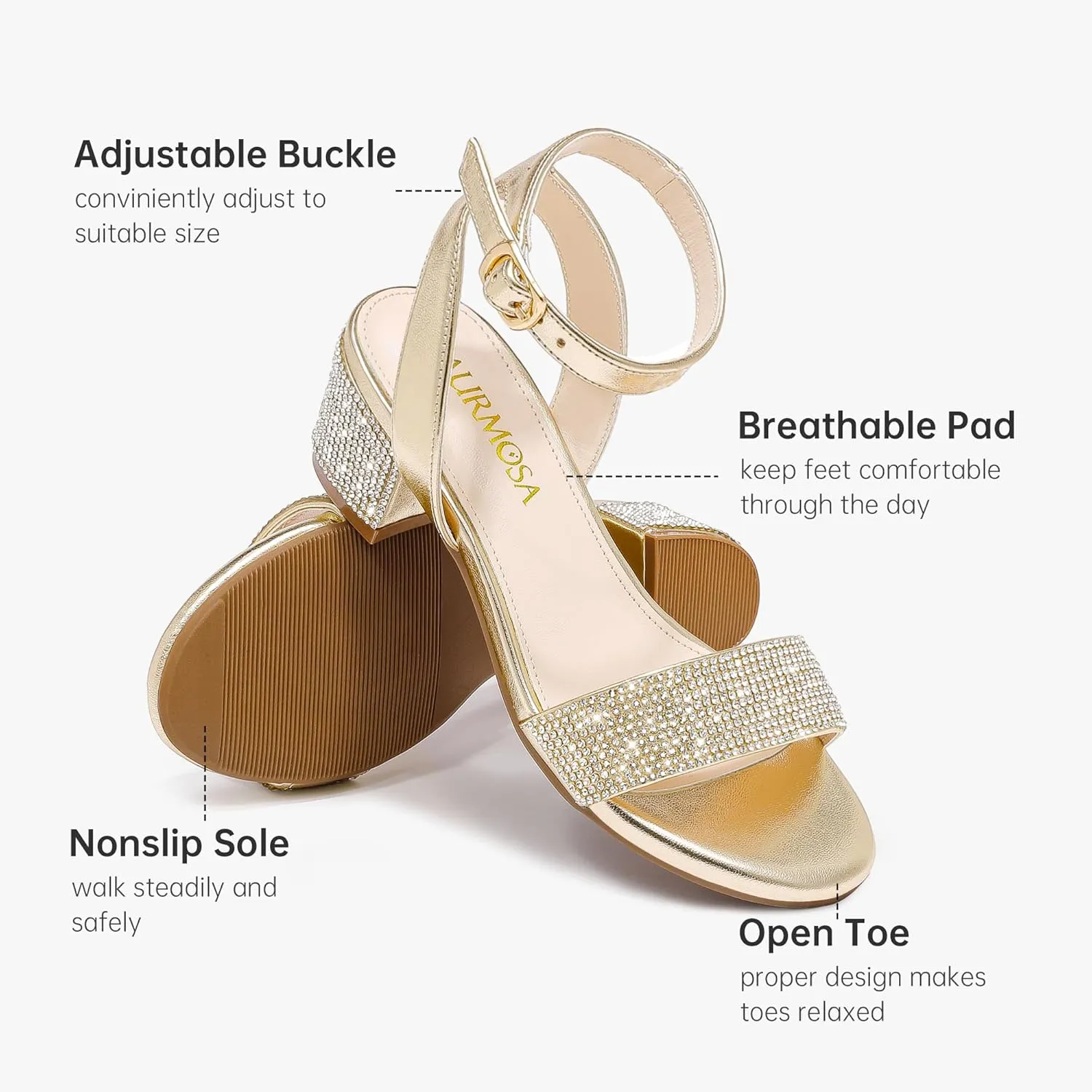 High Heels for Kids Open Toe Dress Shoes for Girls Ankle Strap Pump Shoes Flower Girl Sandals Wedding Party for Little Big Kids