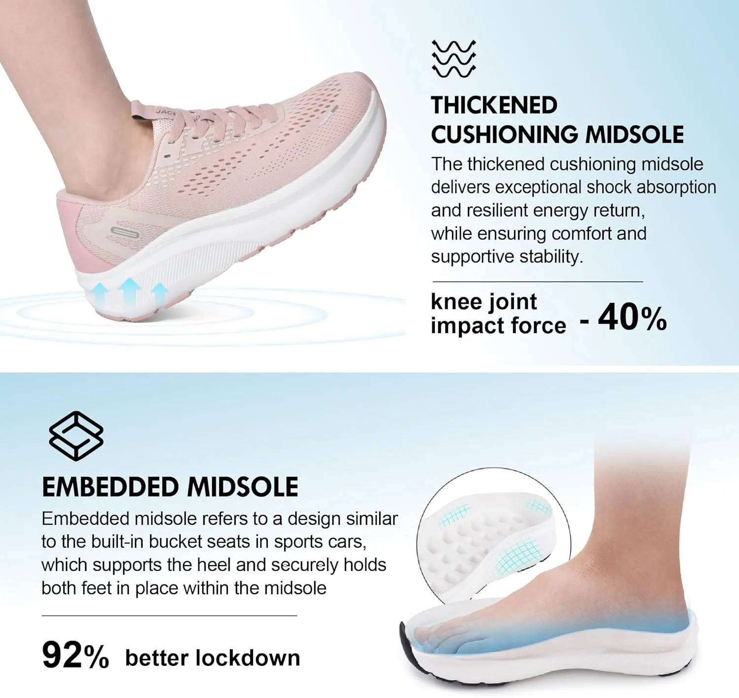 JACKSHIBO Wide Toe Box Shoes Women Arch Support Wide Sneakers for Running Walking Athletic Tennis Orthopedic Plantar Fasciitis Workout with Thick Cushion Zero Drop Sole Width Shoes