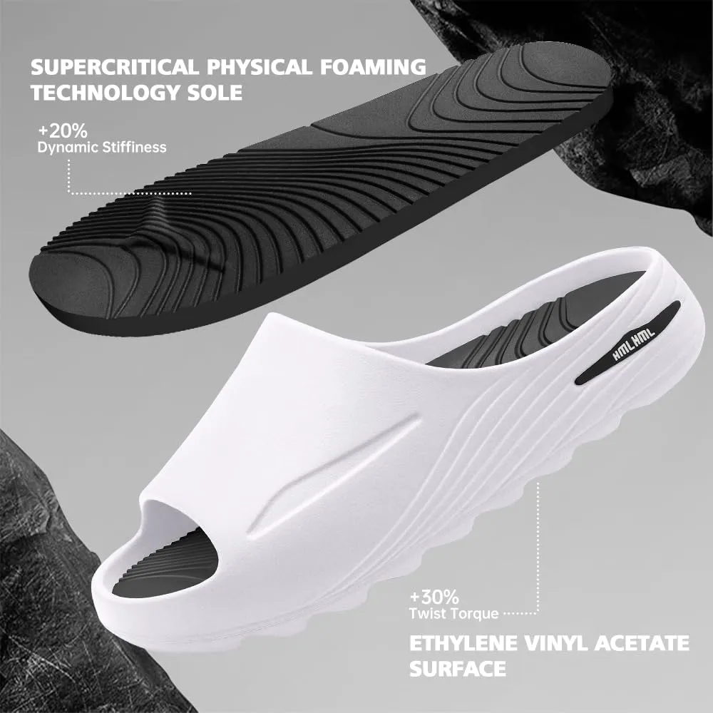 Men??s Recovery Slides - Orthopedic Sport Sandals for Plantar Fasciitis, Comfortable Black Slides for Men, Sandals for Men 2025, Made w/Recycled Materials & No Chemical Foam