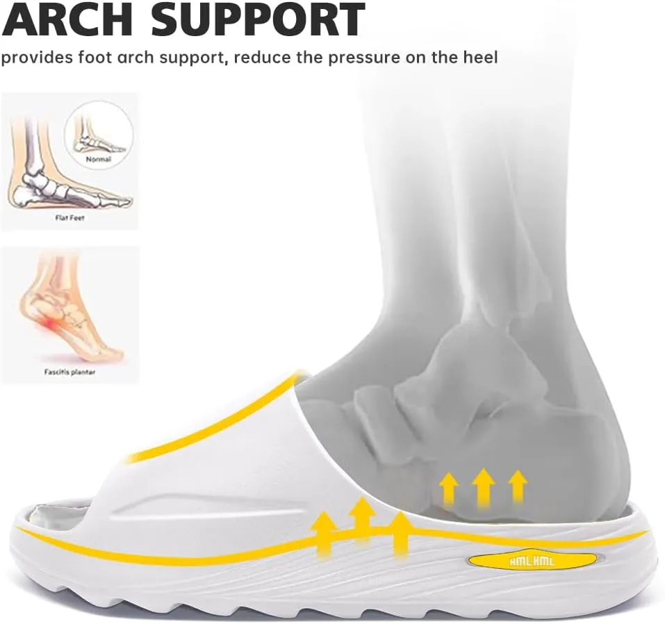 Men??s Recovery Slides - Orthopedic Sport Sandals for Plantar Fasciitis, Comfortable Black Slides for Men, Sandals for Men 2025, Made w/Recycled Materials & No Chemical Foam