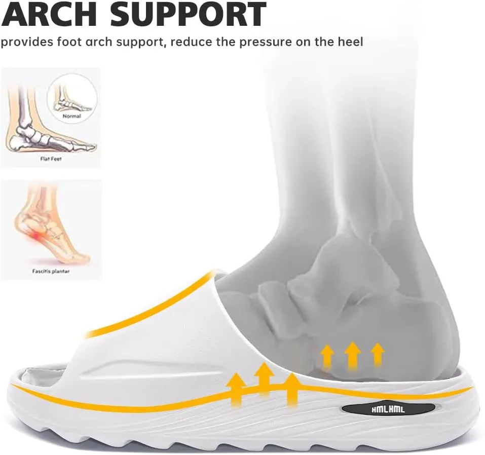 Men??s Recovery Slides - Orthopedic Sport Sandals for Plantar Fasciitis, Comfortable Black Slides for Men, Sandals for Men 2025, Made w/Recycled Materials & No Chemical Foam
