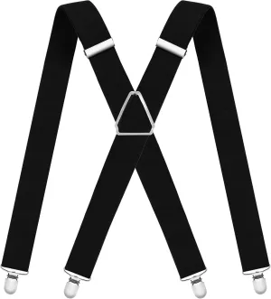 Mens Suspenders Adjustable Braces with 4 Strong Metal Clips Elastic X Back Heavy Duty Suspender for Men and Women