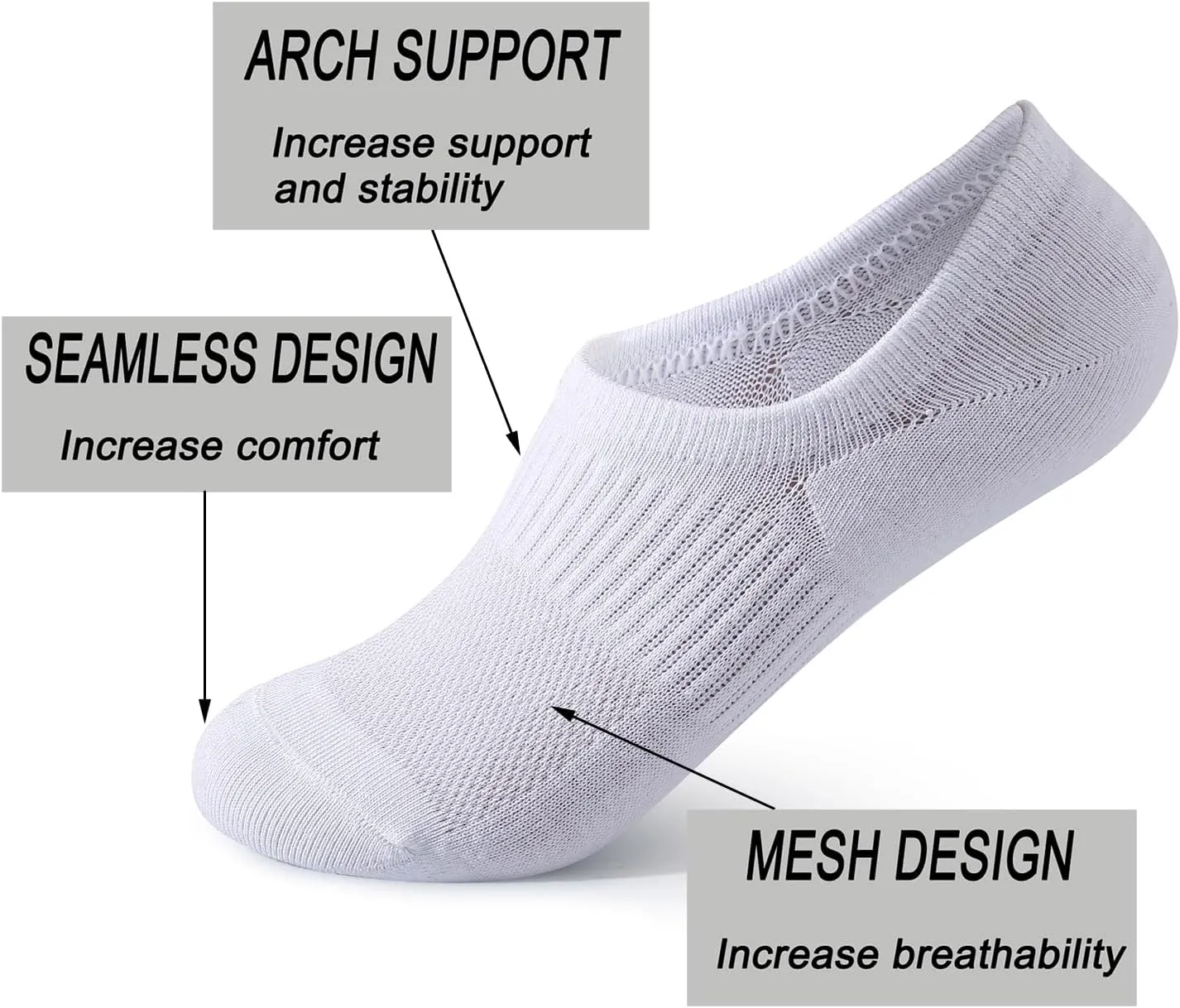 Pareberry 8 Pairs Boys Girls No Show Mesh Socks Cotton Non Slip Low Cut Arch Support Socks