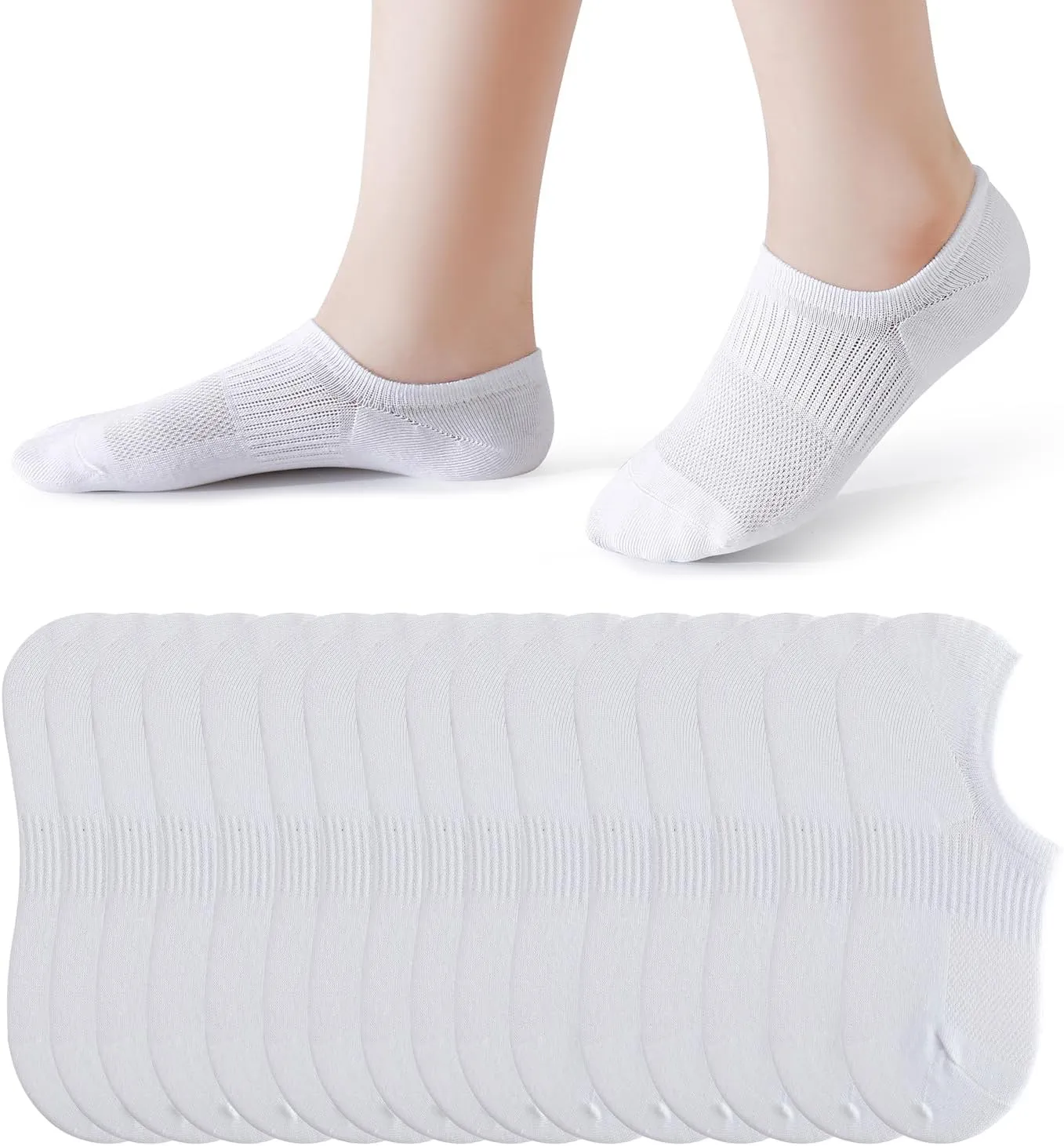 Pareberry 8 Pairs Boys Girls No Show Mesh Socks Cotton Non Slip Low Cut Arch Support Socks