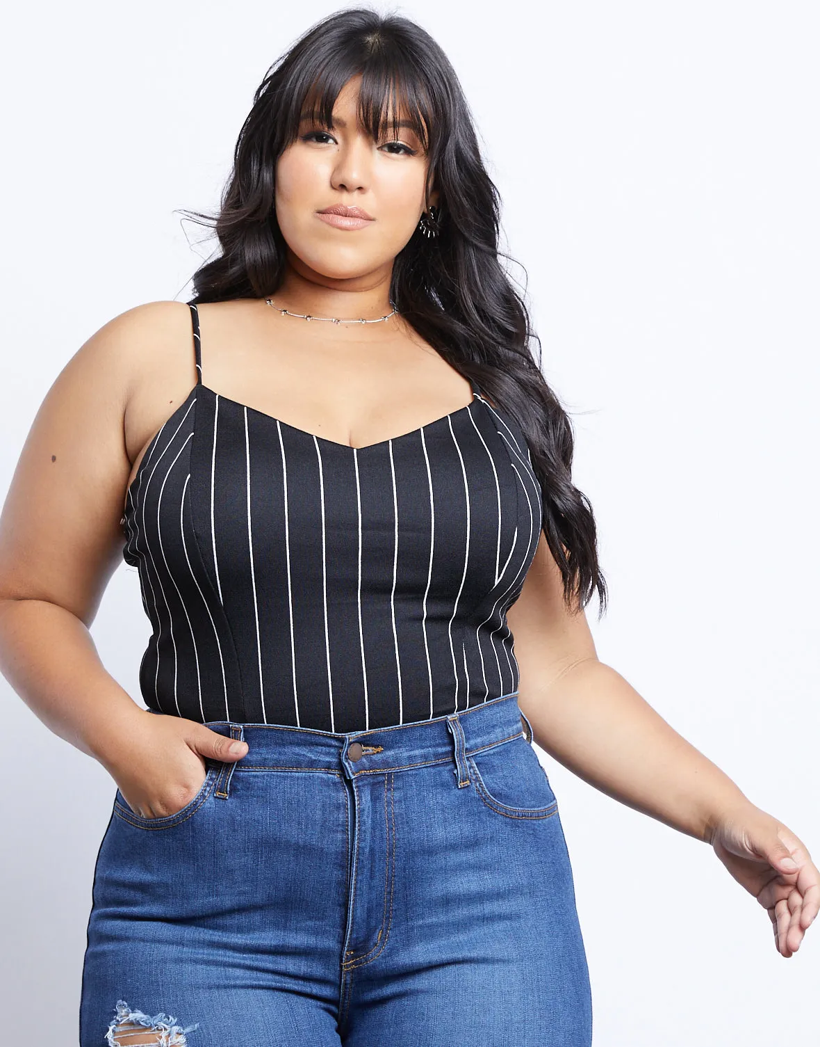 Plus Size Day Trip Striped Tank