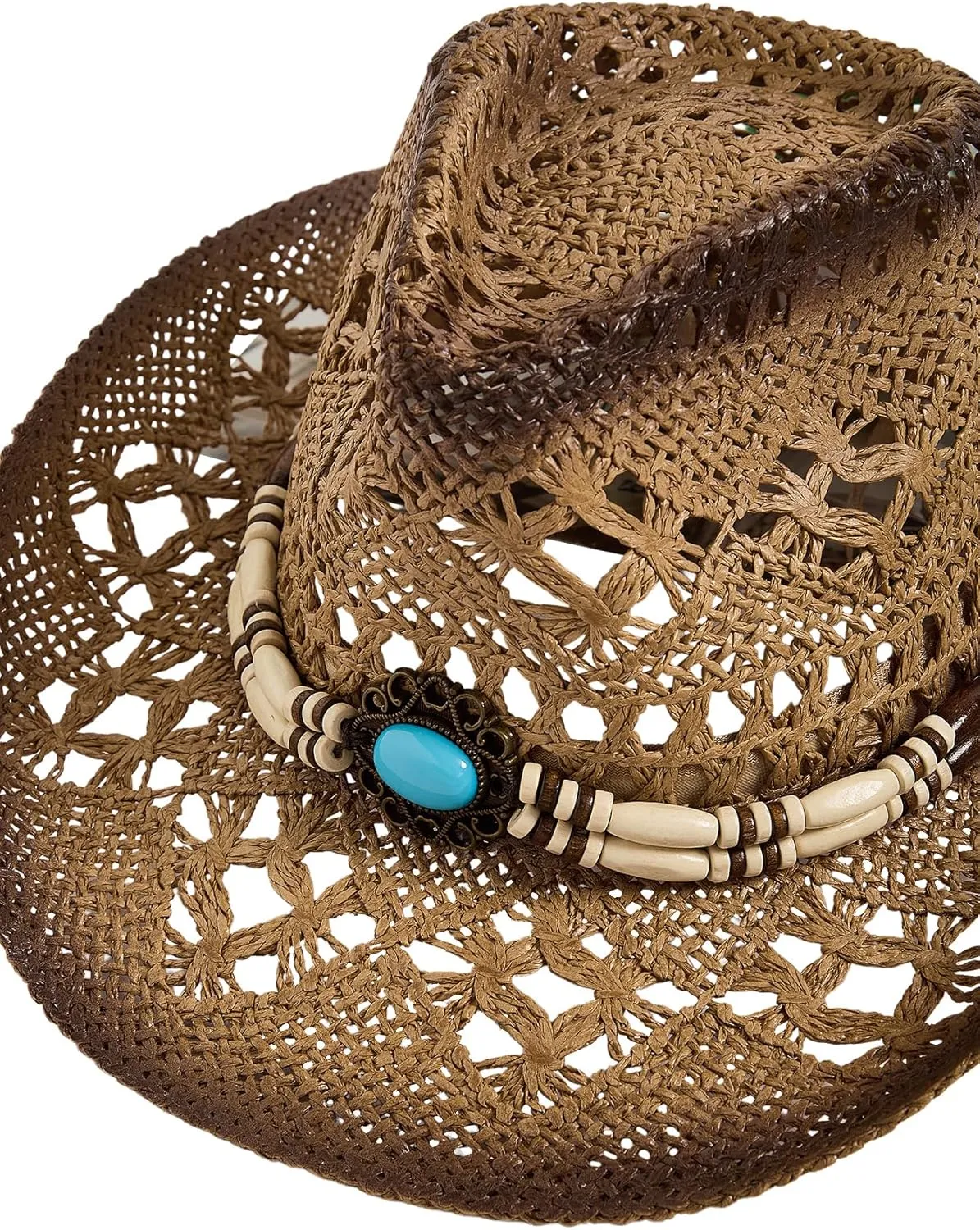 QWINEE Western Straw Cowboy Hat Cowgirl Hats Hollow Out Summer Beach Sun Hat for Women Men