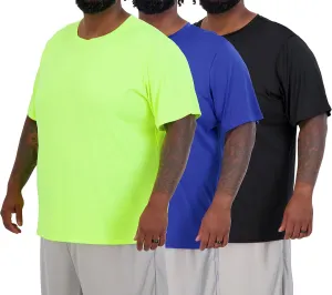 Real Essentials 3 Pack: Men??s Big & Tall Tech Stretch Long-Sleeve & Short-Sleeve Dry-Fit T-Shirt (3XT-5XT)