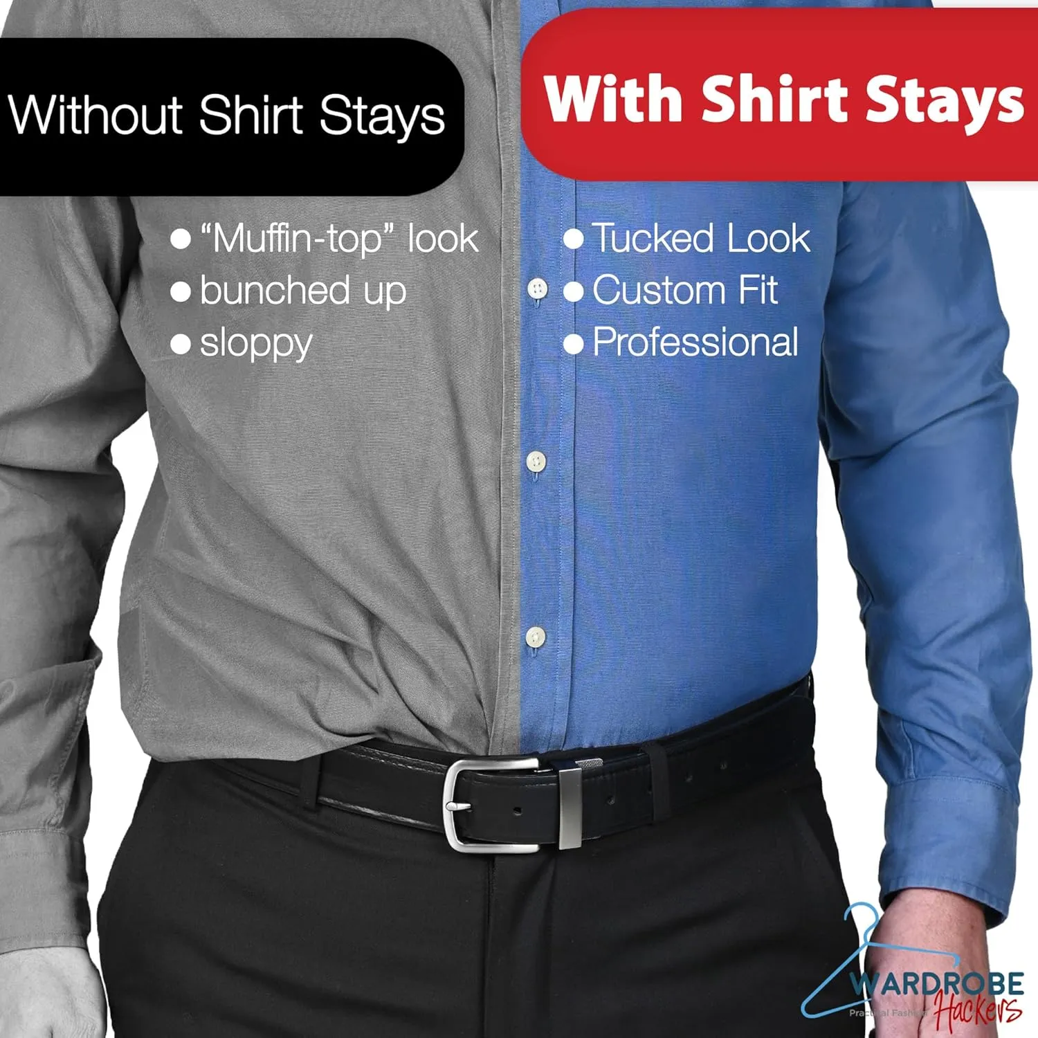 Shirt Stays for Men - Elastic Black Garters for Men and Women - Extendable Shirt Keepers