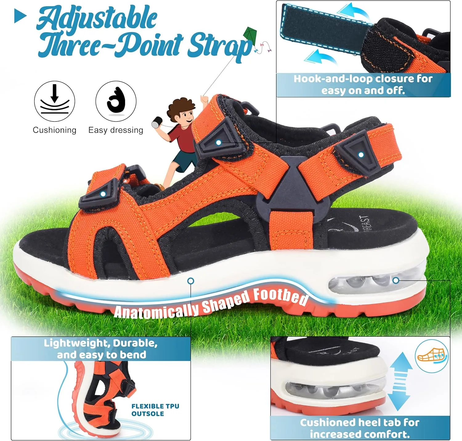 visionreast Boys Sandals Camouflage Print Kids Fashion Sport Sandals Outdoor Sandal Athletic Casual Sandals Beach Shoes