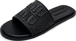 Womens Raffia Flat Sandals Open Toe Summer Beach Sandals Slip On Dressy Shoes